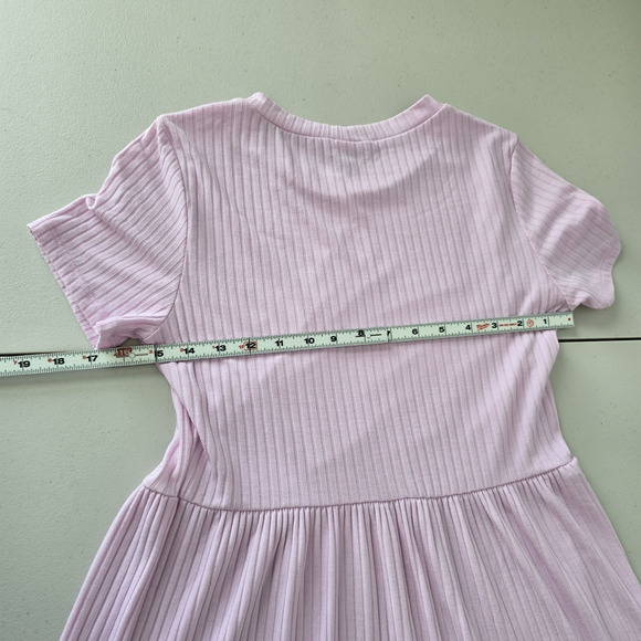 Lily Rose Short Sleeve Ruffle Dress Women's M Pink Textured Fit and Flare - Picture 10 of 14